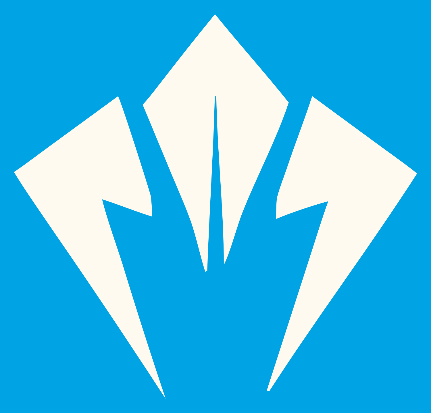 Three Claws Robot Logo #00a3e4/#fffaf0
