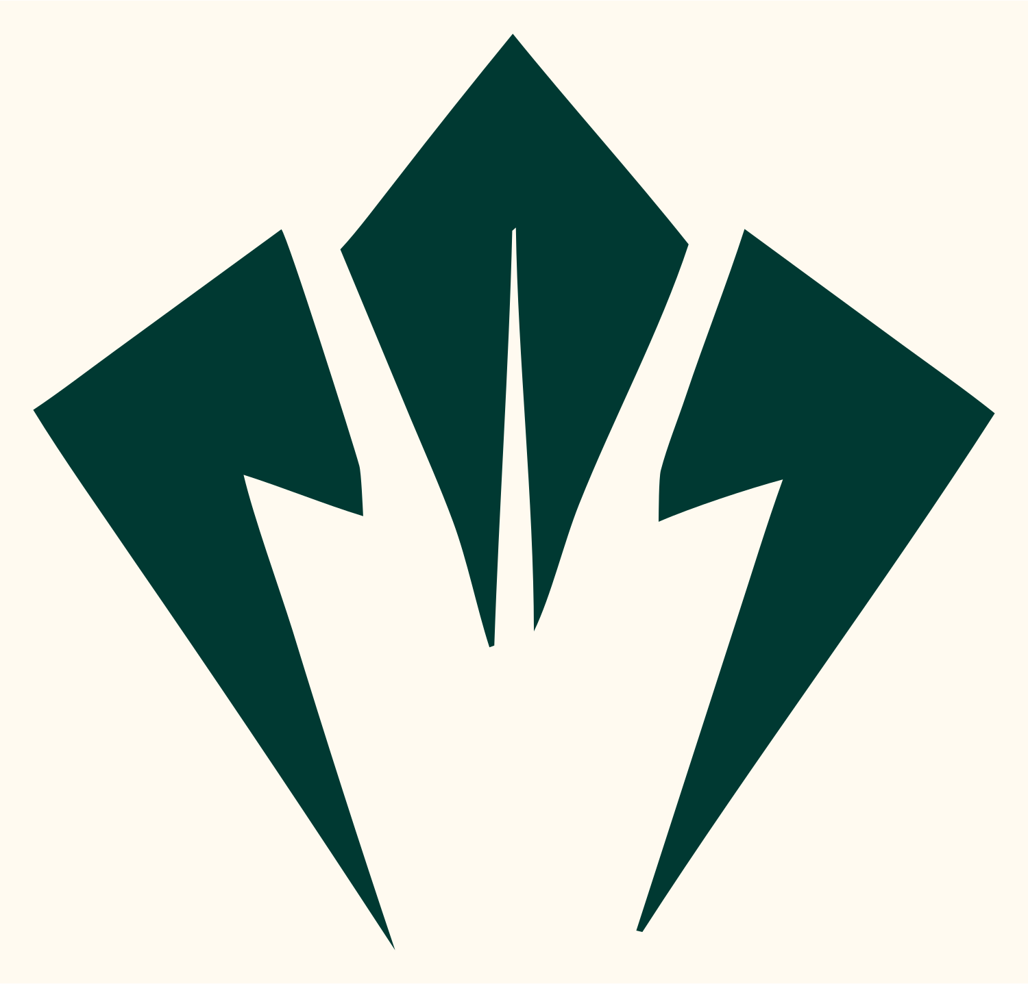 Three Claws Robot Logo #fffaf0/#003932