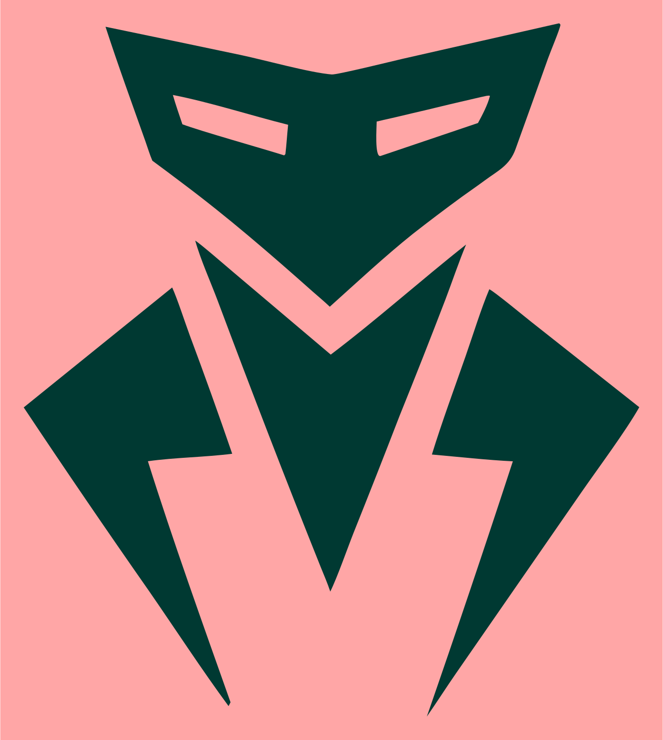 Masked Robot Head Logo #ffa6a6/#003932