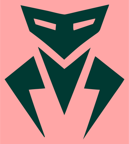 Masked Robot Head Logo #ffa6a6/#003932