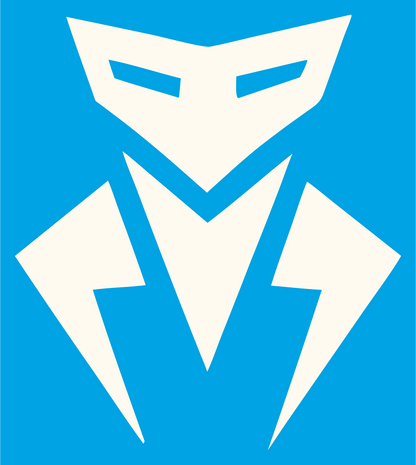 Masked Robot Head Logo #00a3e4/#fffaf0