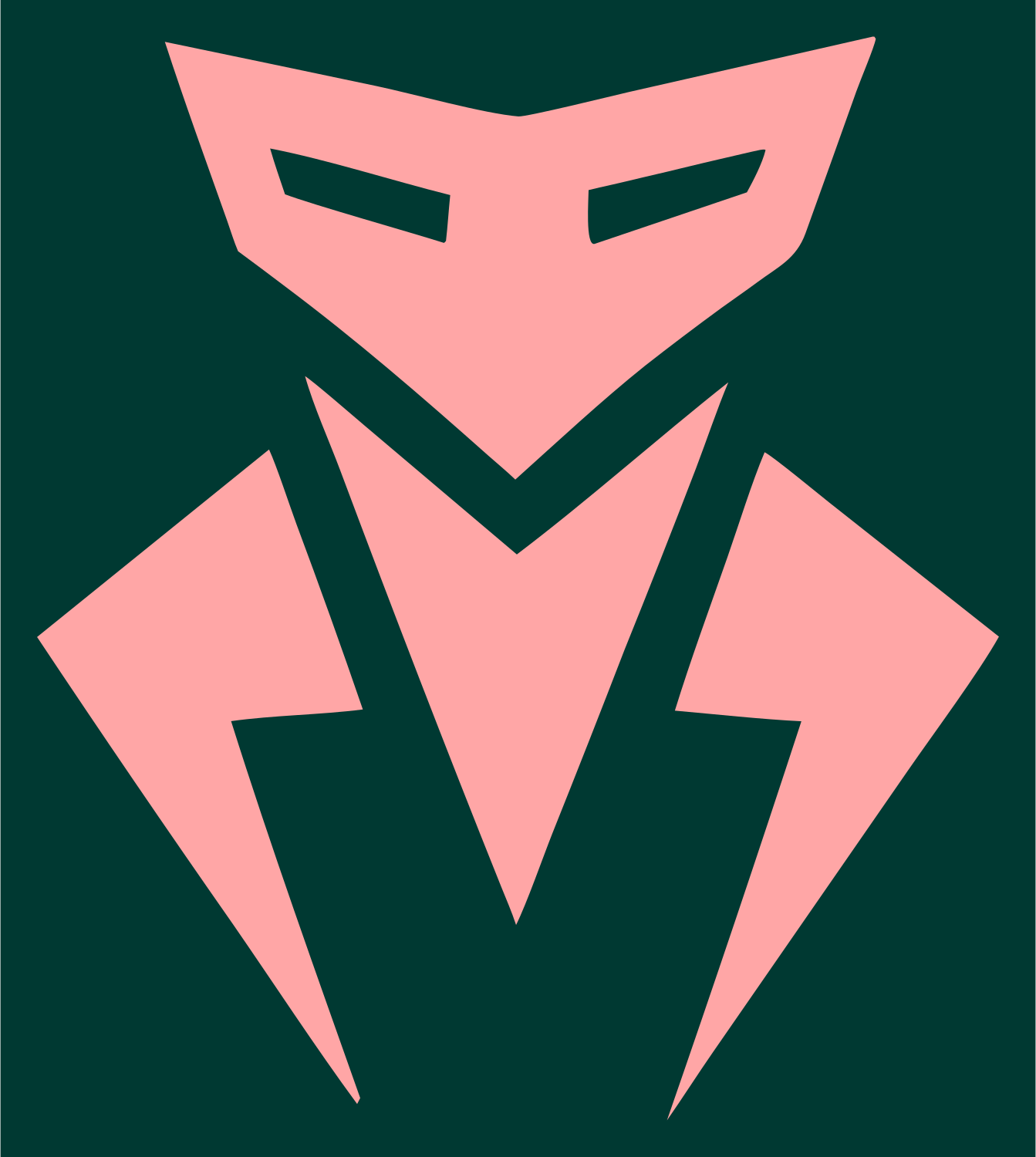 Masked Robot Head Logo #003932/#ffa6a6