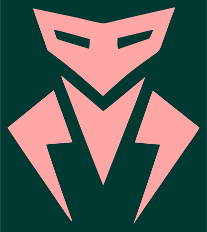 Masked Robot Head Logo #003932/#ffa6a6