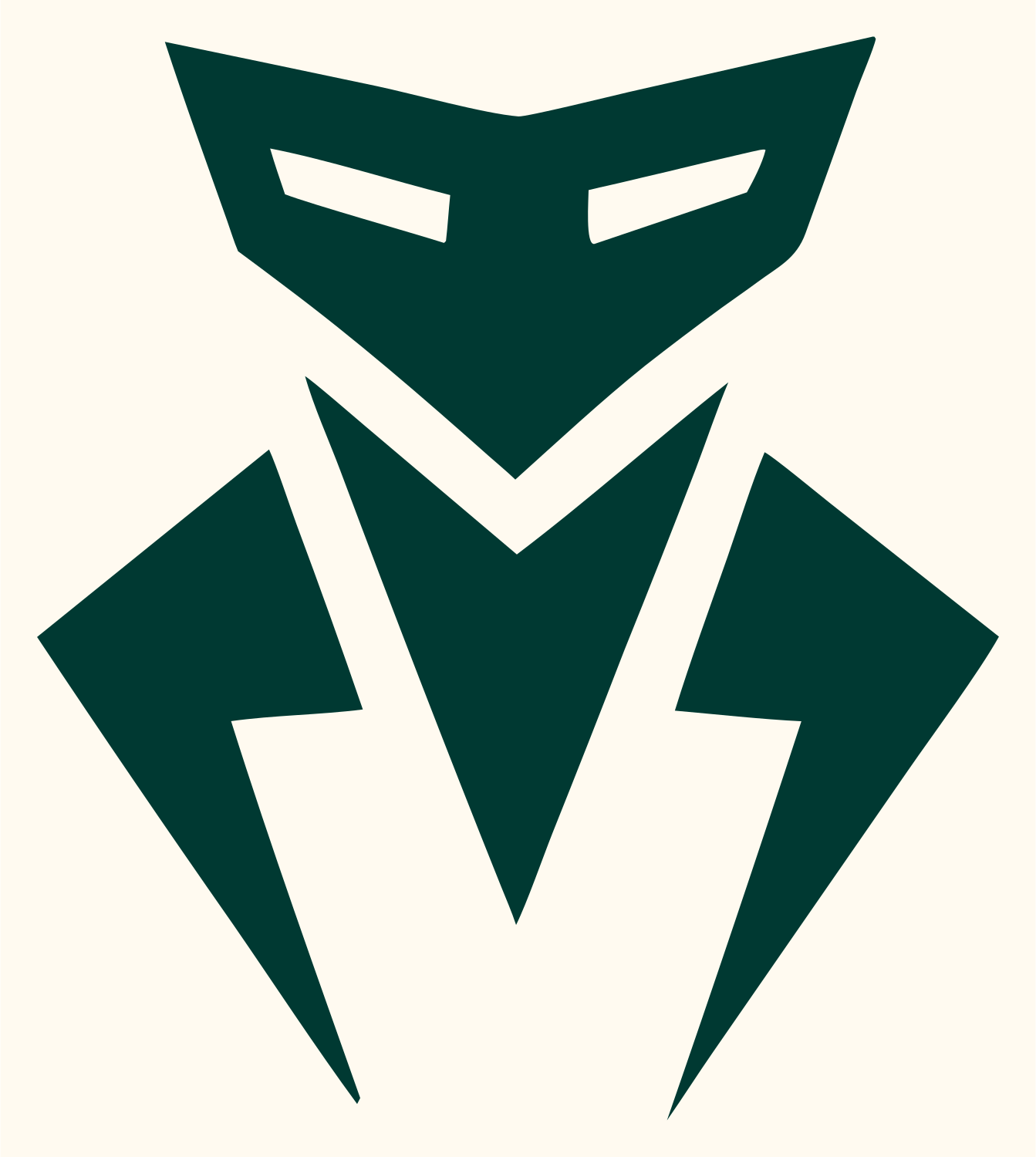 Masked Robot Head Logo #fffaf0/#003932