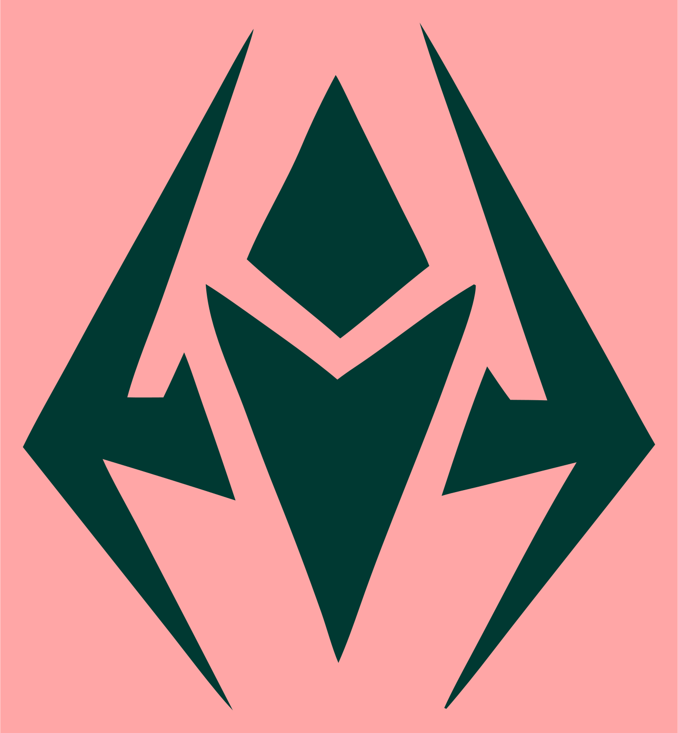 Angular Robot Mask Logo #ffa6a6/#003932
