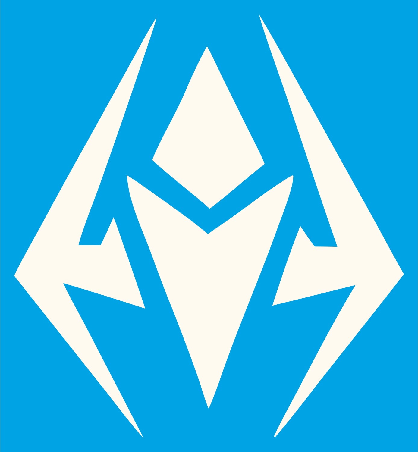 Angular Robot Mask Logo #00a3e4/#fffaf0