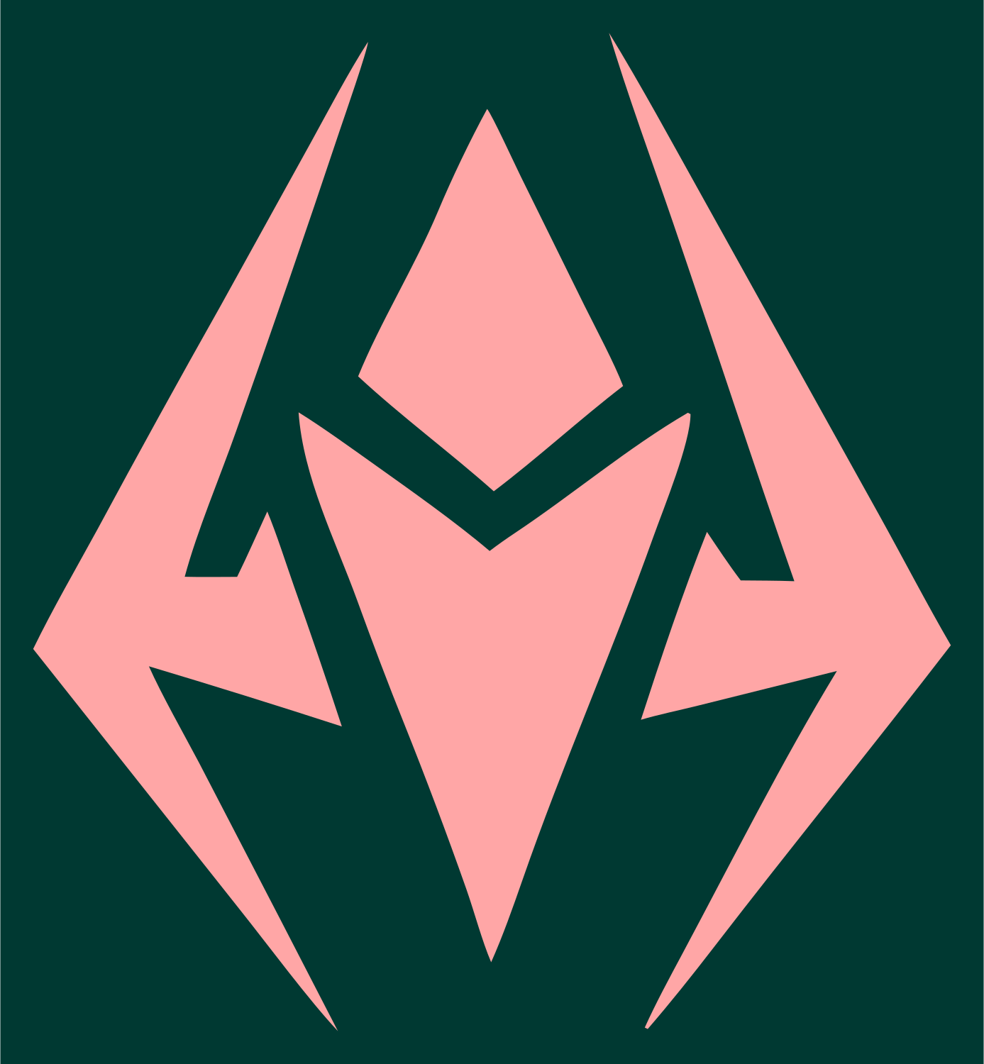 Angular Robot Mask Logo #003932/#ffa6a6