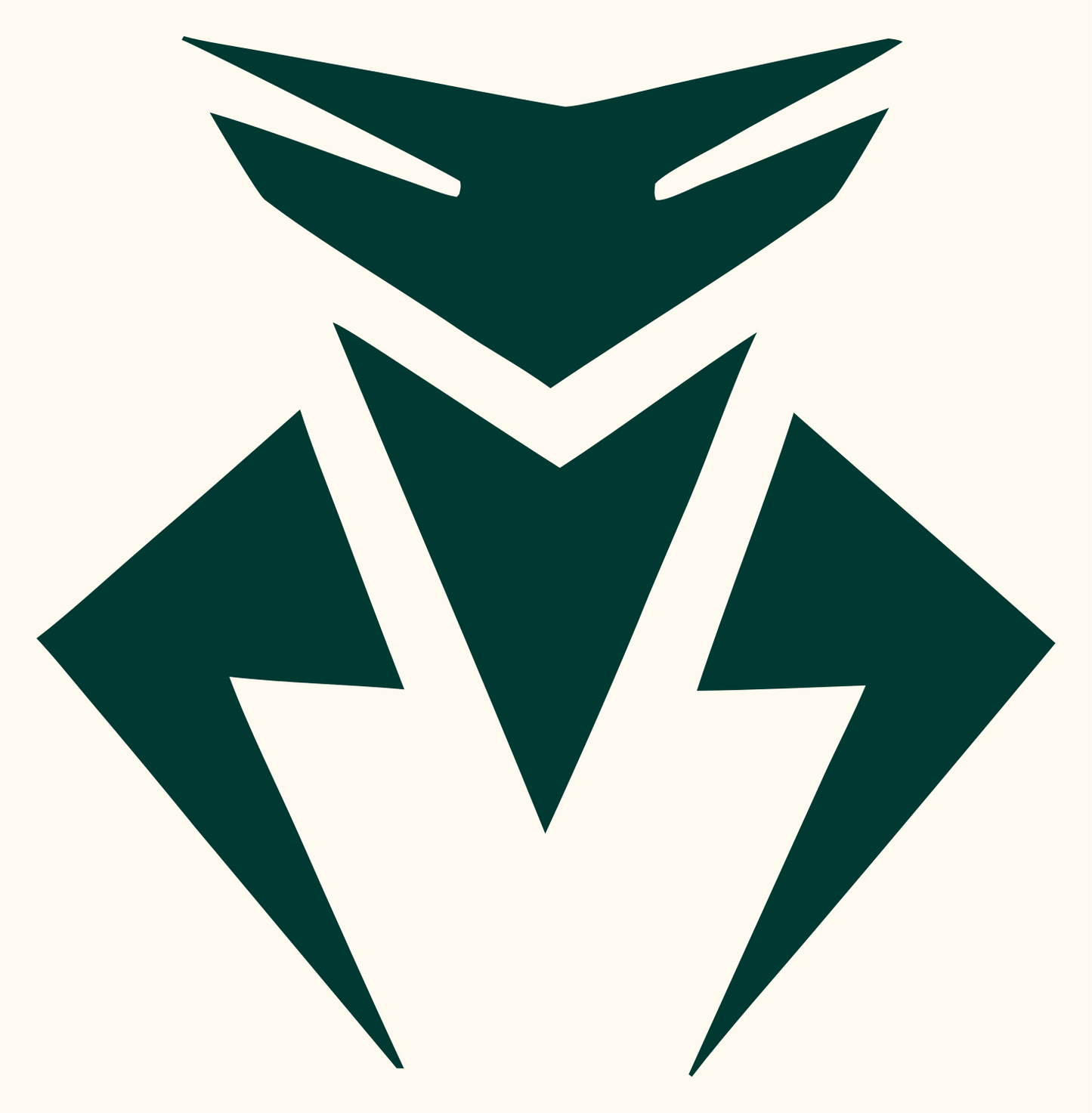 Industrial Robot Face Logo #fffaf0/#003932