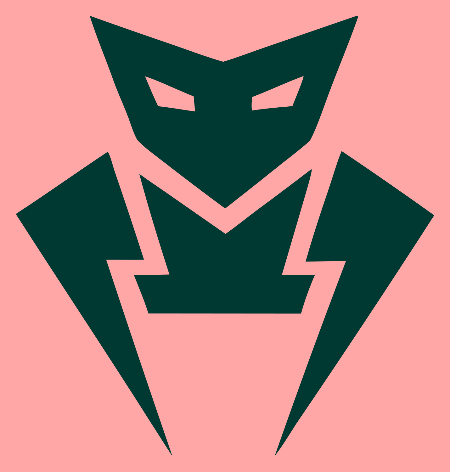 Robot Mask Villain Logo #ffa6a6/#003932