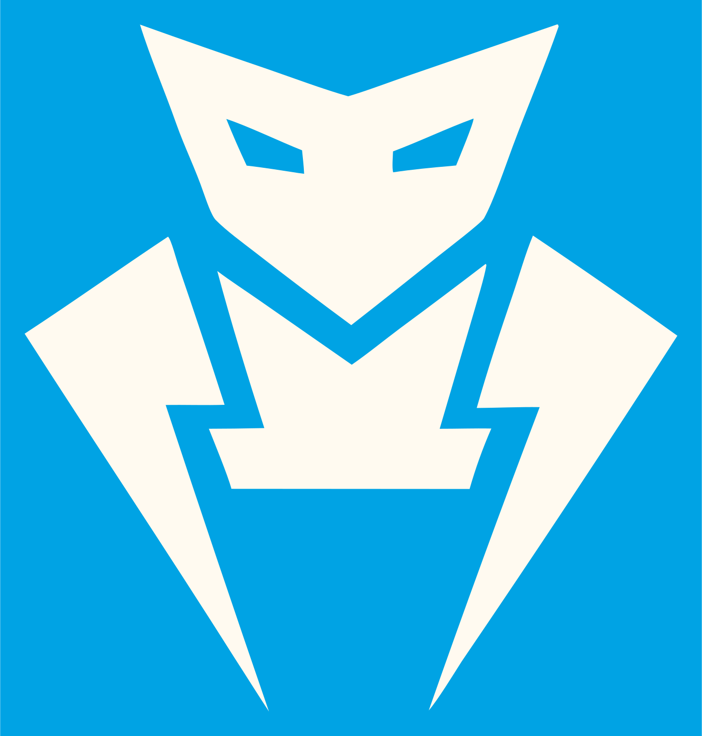Robot Mask Villain Logo #00a3e4/#fffaf0