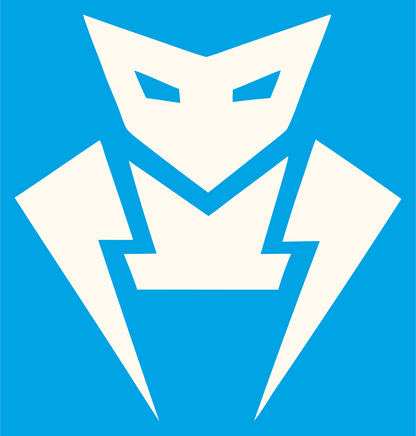 Robot Mask Villain Logo #00a3e4/#fffaf0