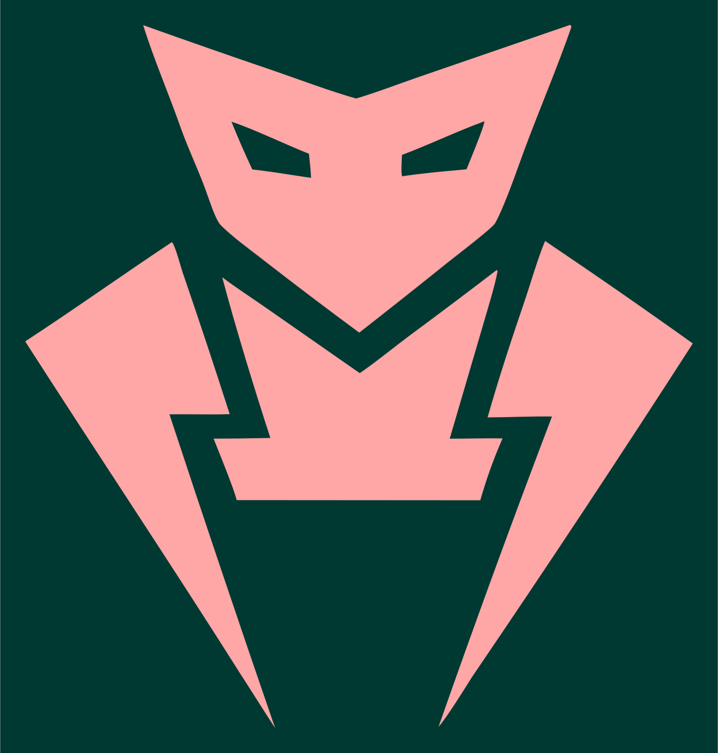 Robot Mask Villain Logo #003932/#ffa6a6