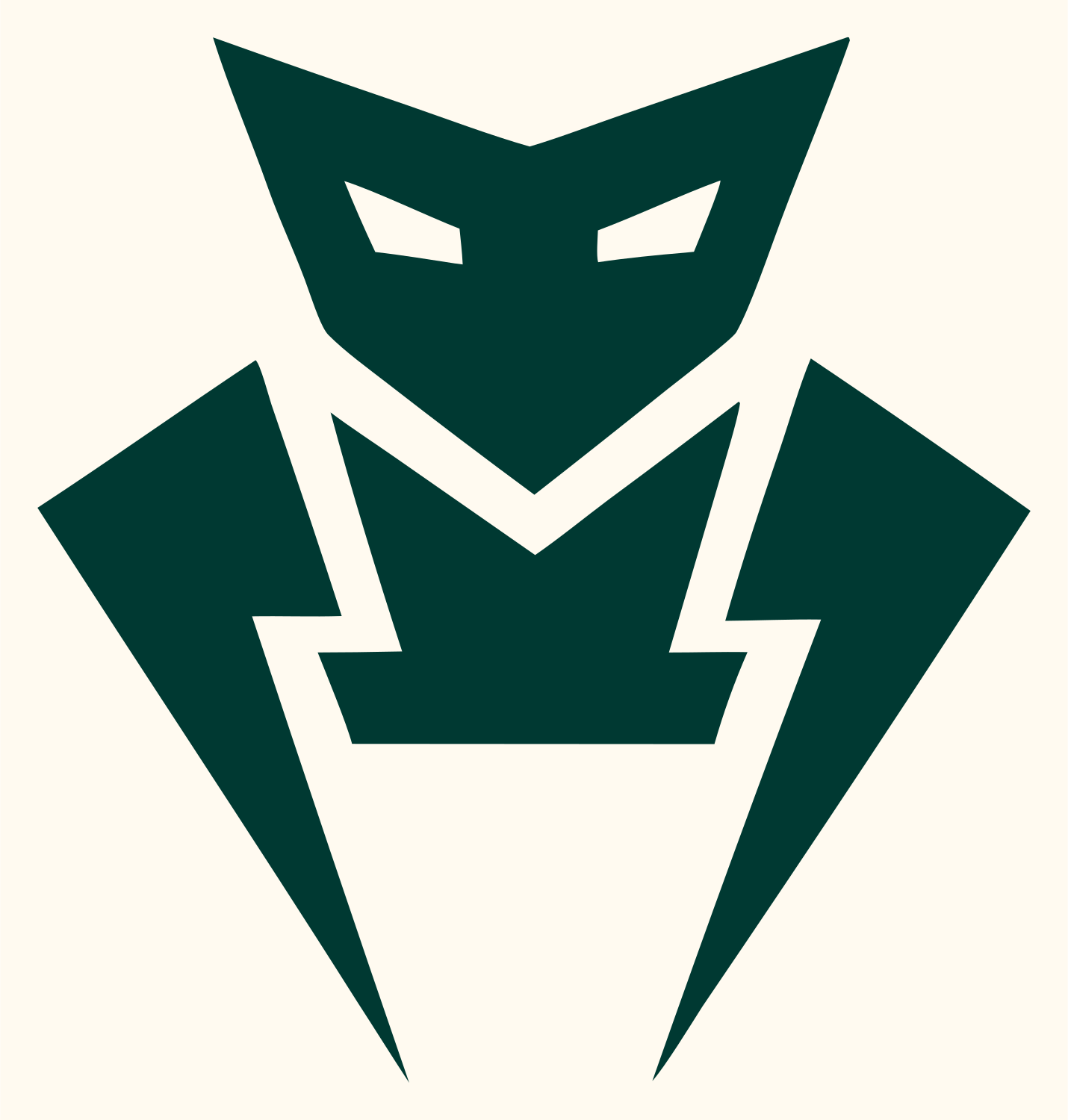 Robot Mask Villain Logo #fffaf0/#003932