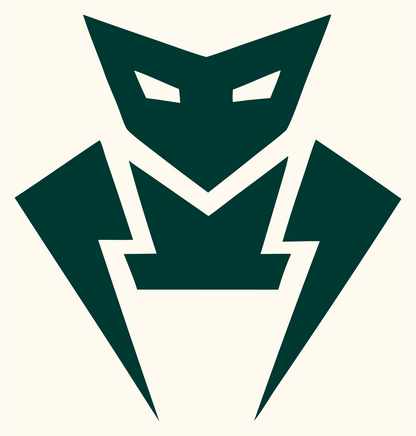 Robot Mask Villain Logo #fffaf0/#003932
