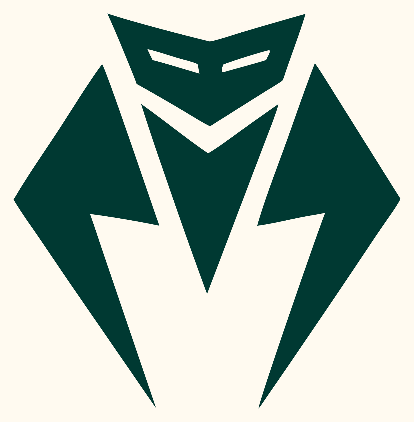 Industrial Robot Face Logo #fffaf0/#003932