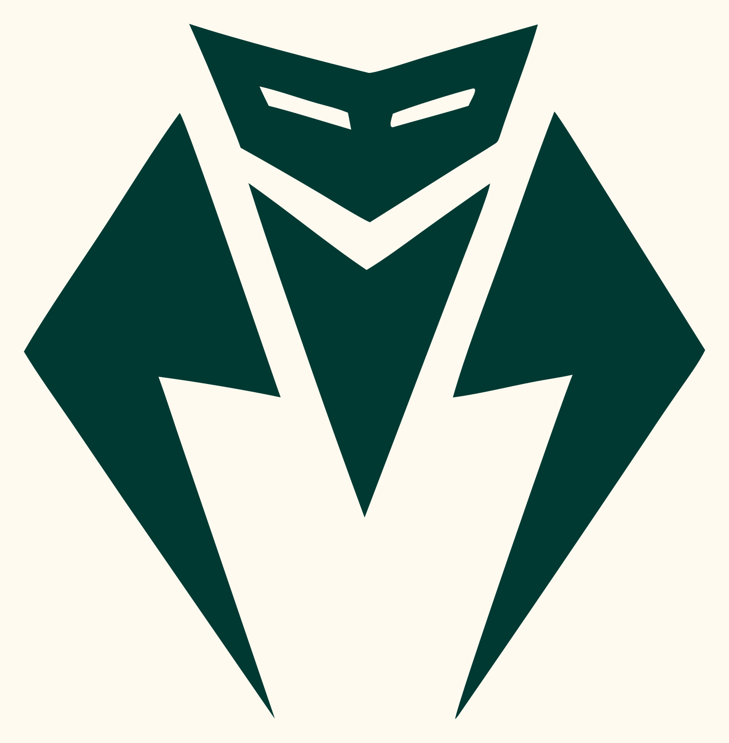 Industrial Robot Face Logo #fffaf0/#003932