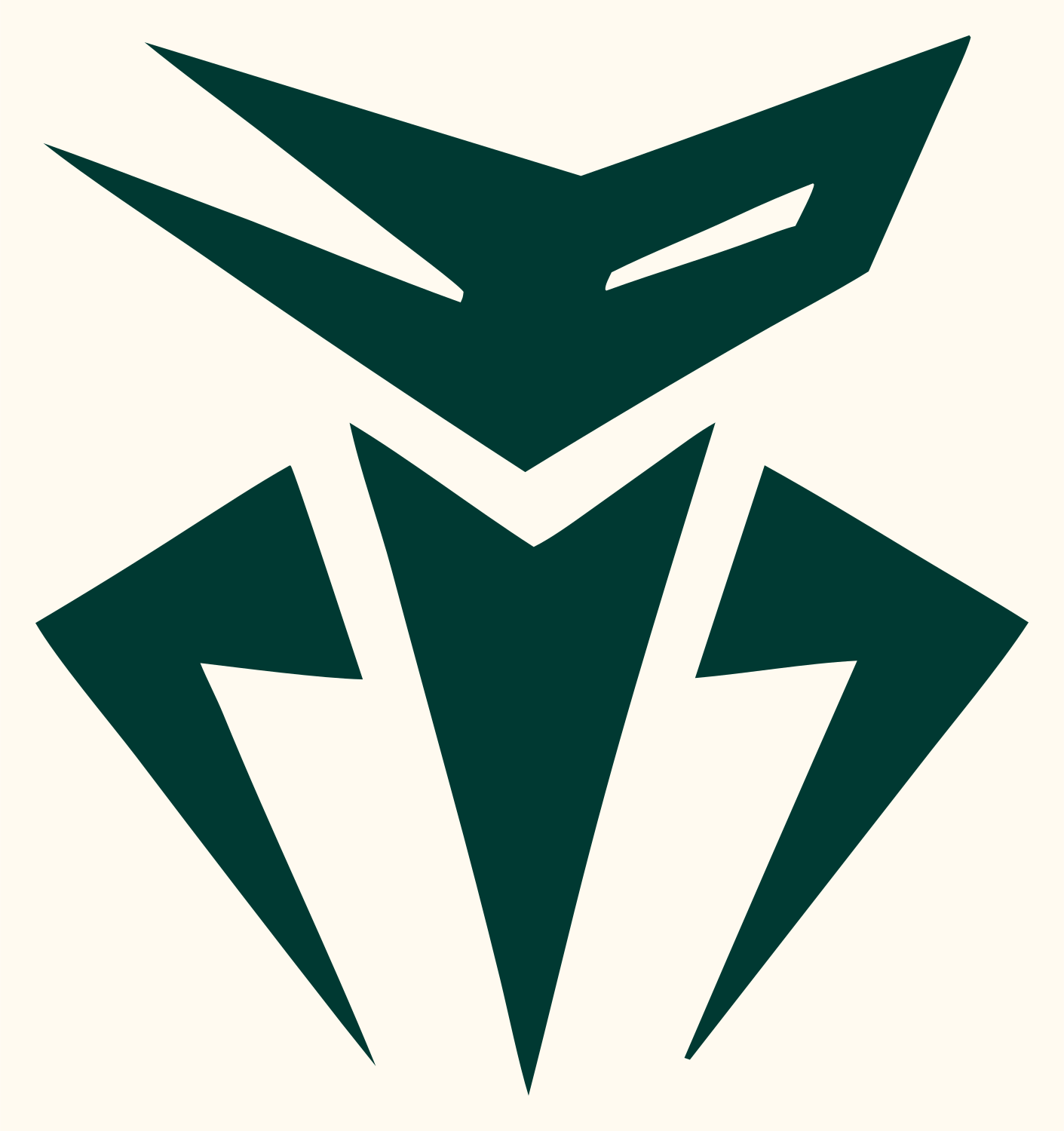 Industrial Robot Face Logo #fffaf0/#003932