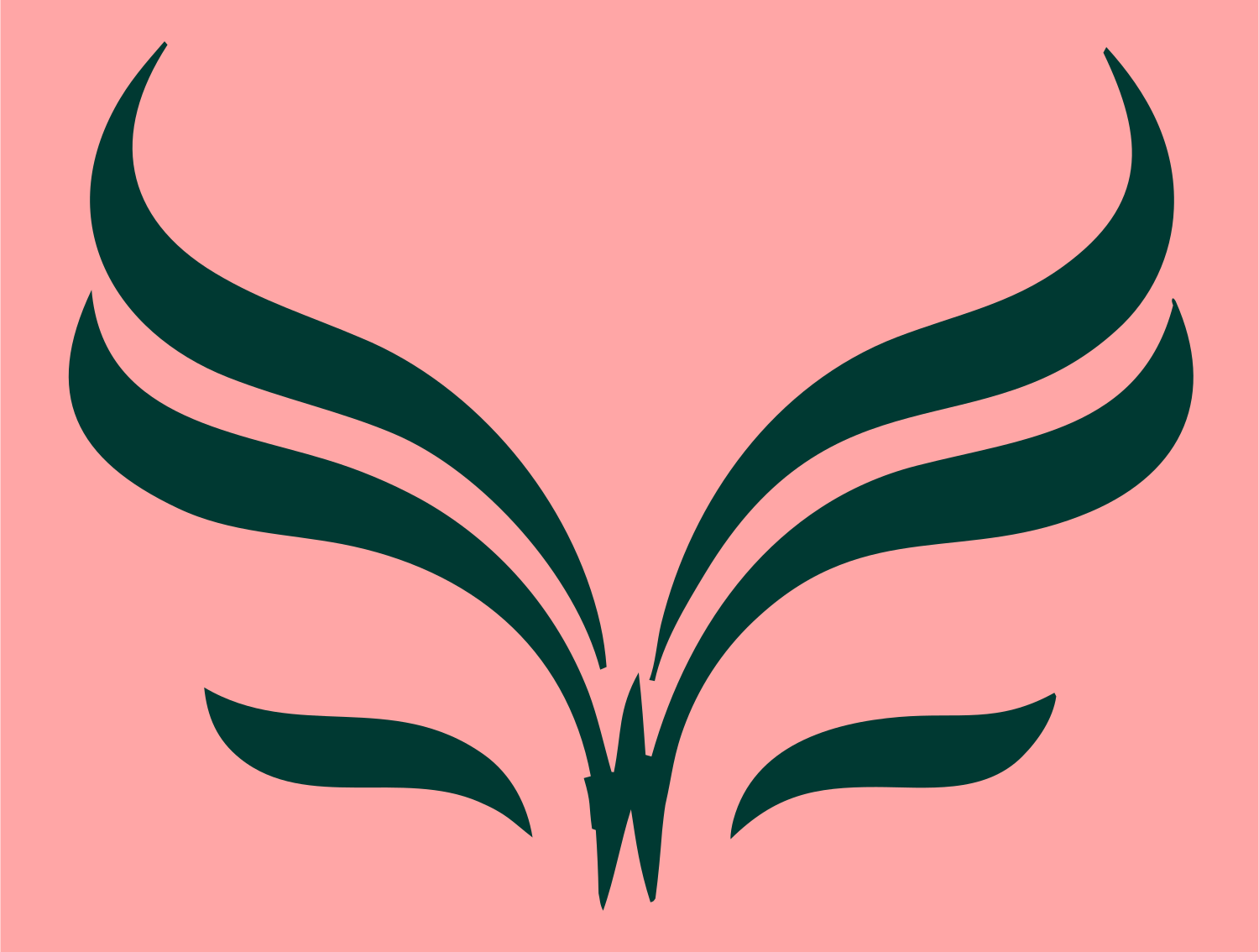 Swept Wing Butterfly Logo #ffa6a6/#003932