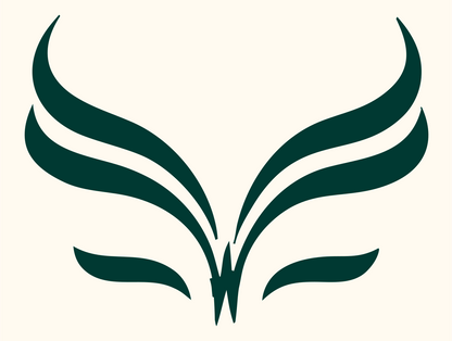 Swept Wing Butterfly Logo #fffaf0/#003932