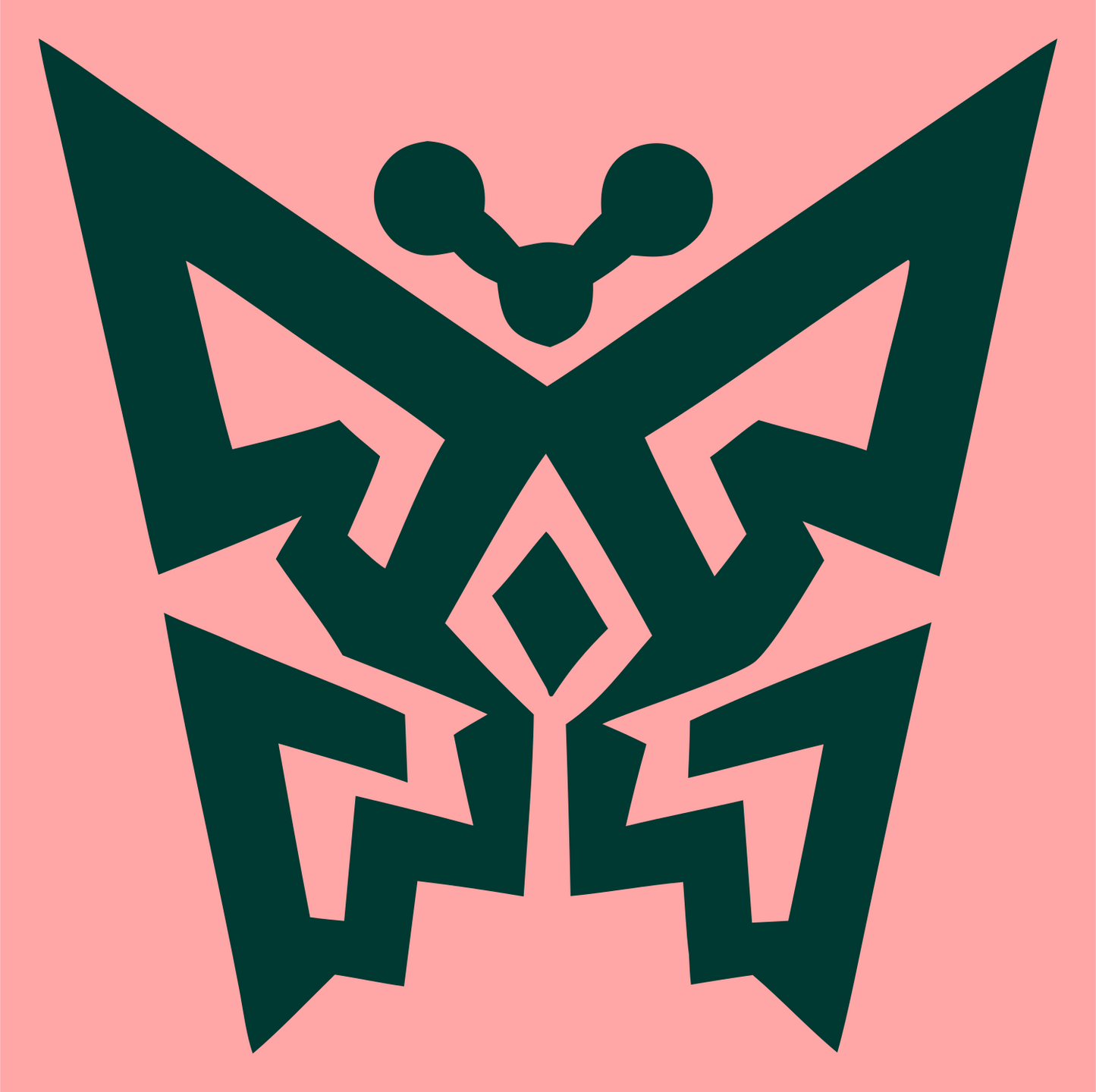 Tribal Butterfly Emblem Logo #ffa6a6/#003932