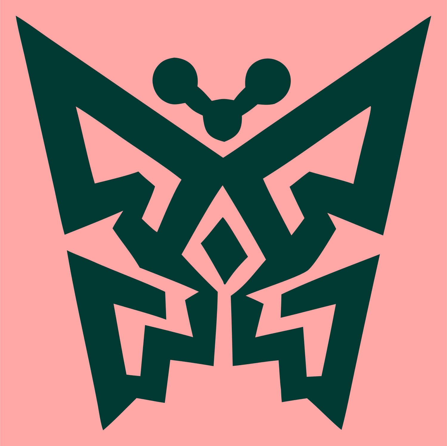 Tribal Butterfly Emblem Logo #ffa6a6/#003932