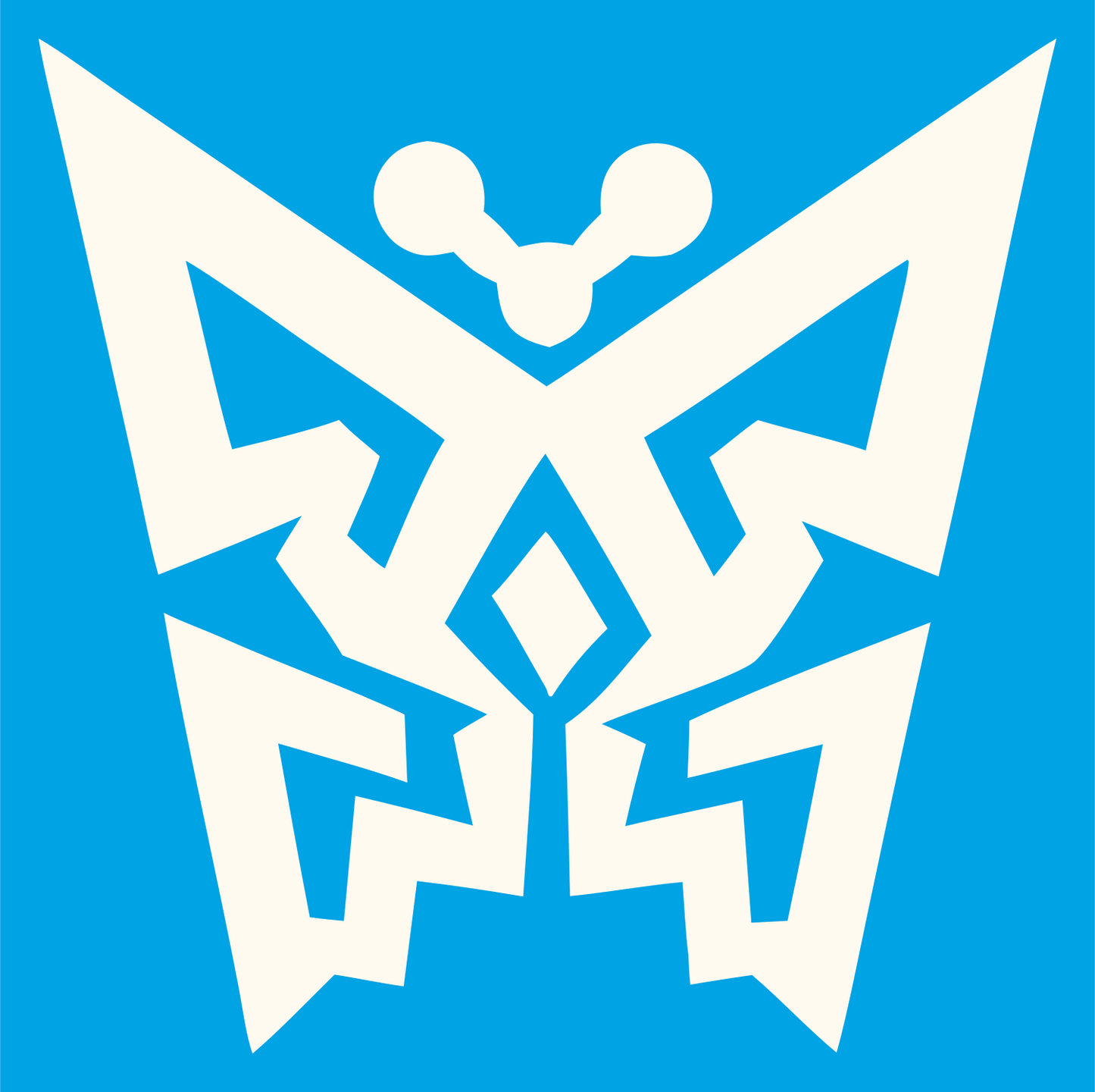 Tribal Butterfly Emblem Logo #00a3e4/#fffaf0
