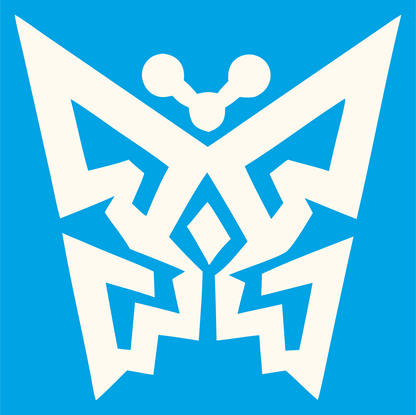Tribal Butterfly Emblem Logo #00a3e4/#fffaf0