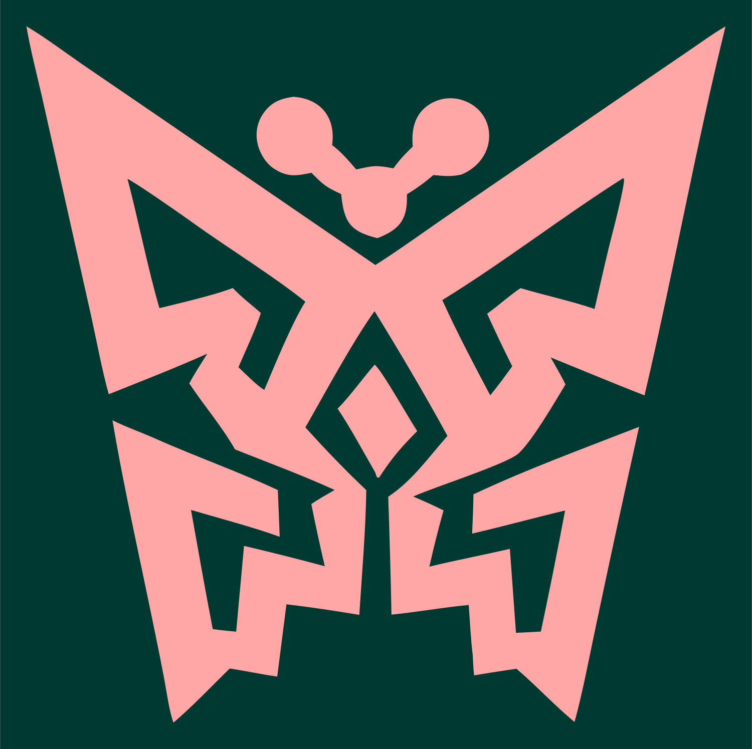 Tribal Butterfly Emblem Logo #003932/#ffa6a6