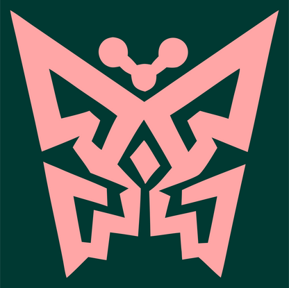 Tribal Butterfly Emblem Logo #003932/#ffa6a6