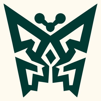 Tribal Butterfly Emblem Logo #fffaf0/#003932