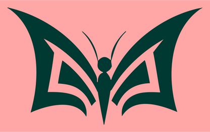 Bold Geometric Butterfly Logo #ffa6a6/#003932