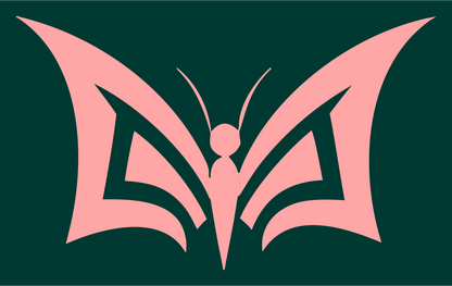 Bold Geometric Butterfly Logo #003932/#ffa6a6