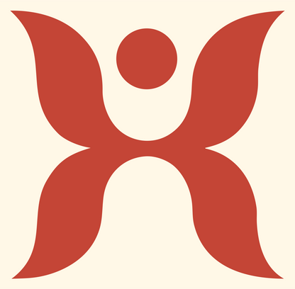 Human Figure Butterfly Logo #fff8e7/#c44536