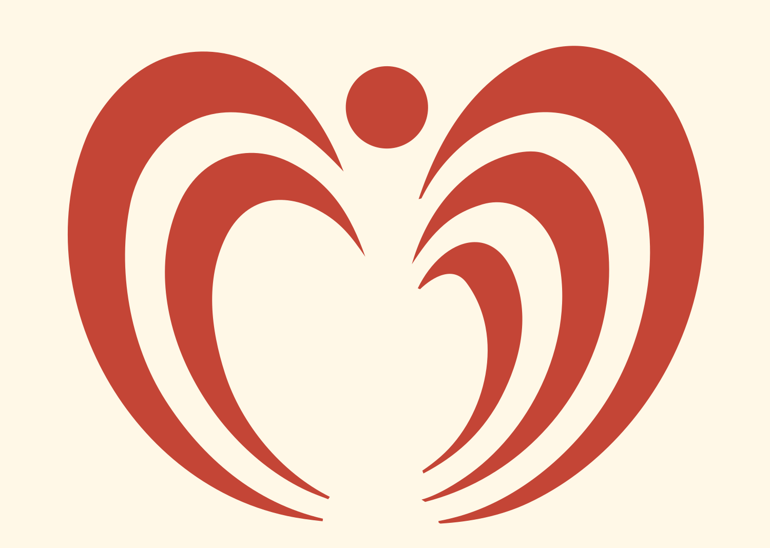 Curling Wings Butterfly Logo #fff8e7/#c44536