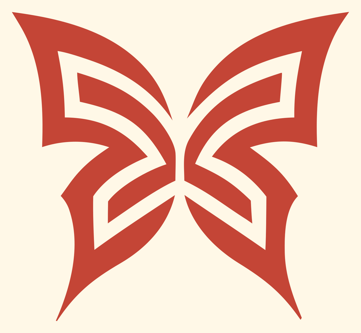 Tribal Stripe Butterfly Logo #fff8e7/#c44536