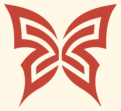 Tribal Stripe Butterfly Logo #fff8e7/#c44536