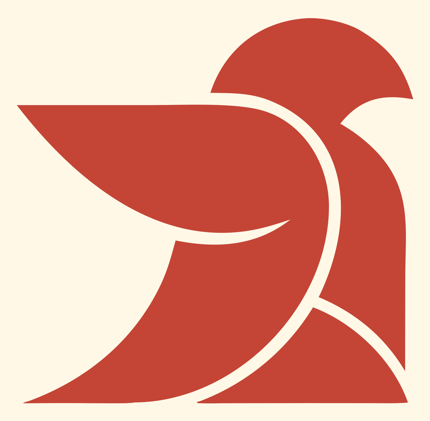 Abstract Dove Curve Logo #fff8e7/#c44536