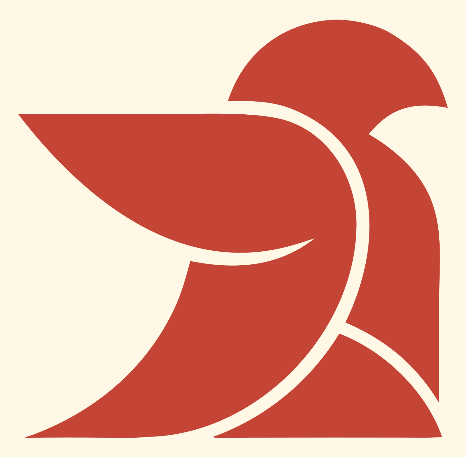 Abstract Dove Curve Logo #fff8e7/#c44536