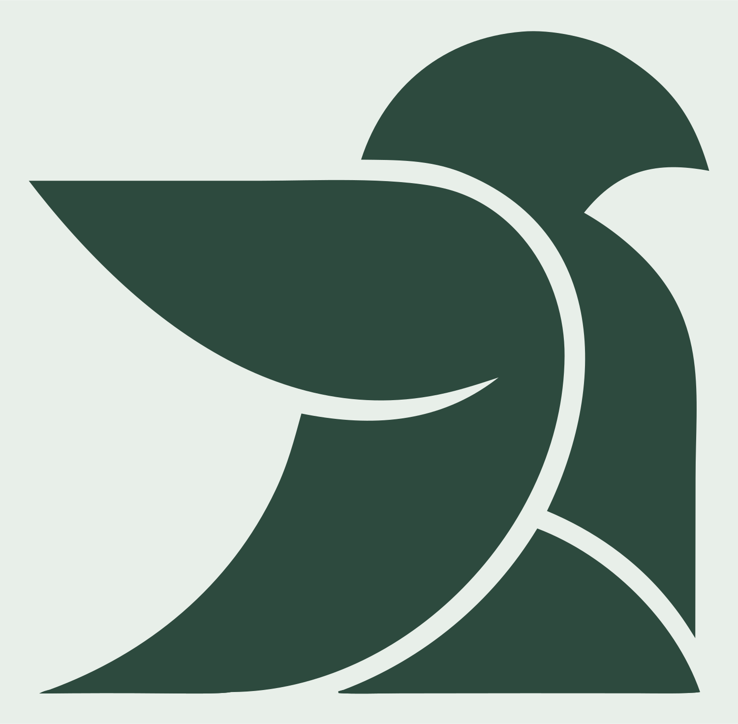 Abstract Dove Curve Logo #e8efe9/#2d4a3e