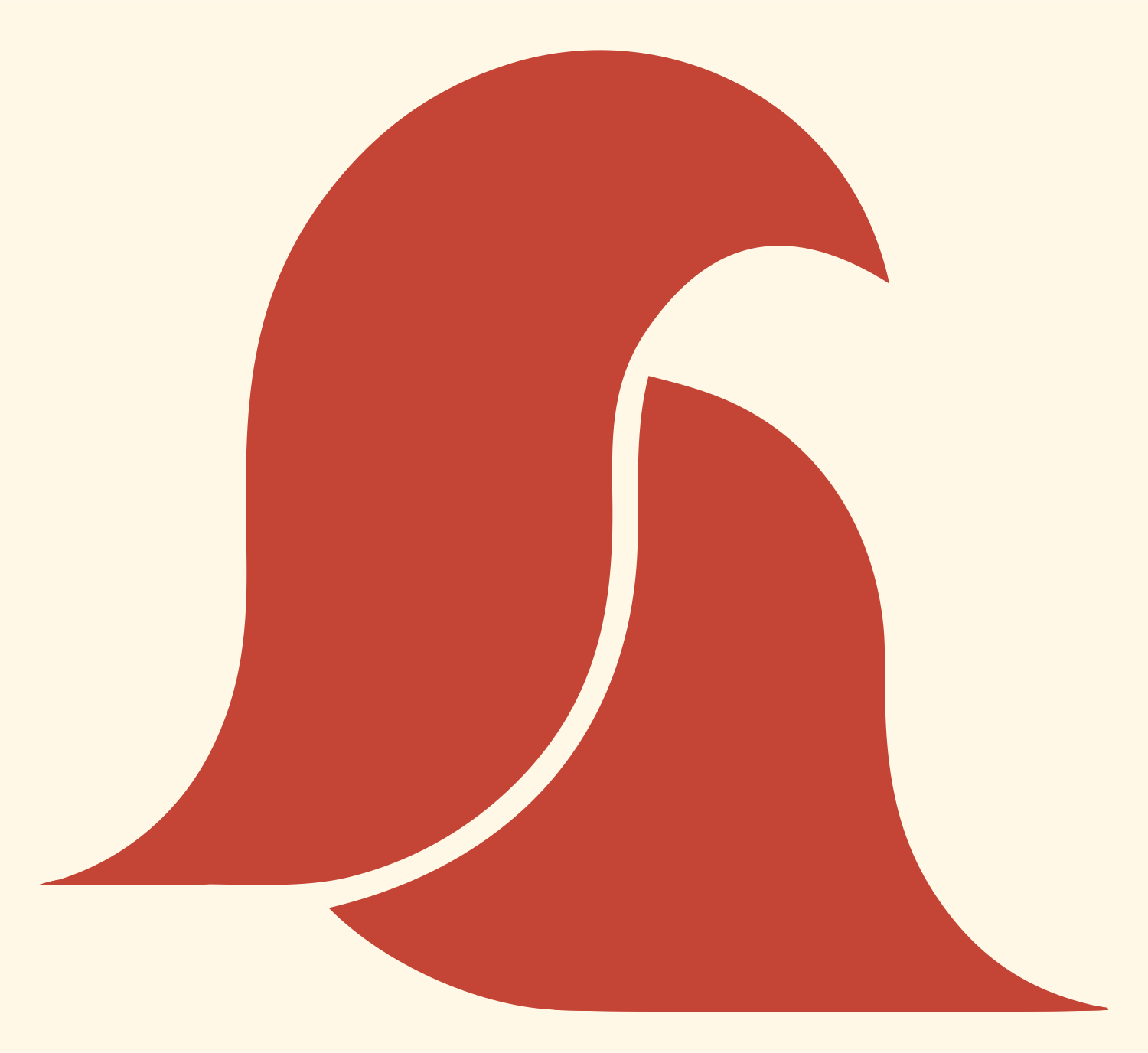 Double Wave Dove Logo #fff8e7/#c44536