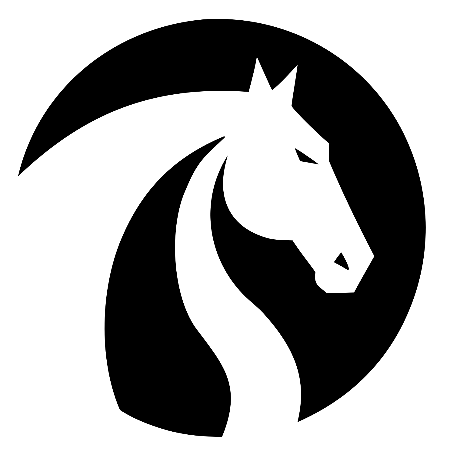 Horse Head Circle Logo #ffffff/#000000