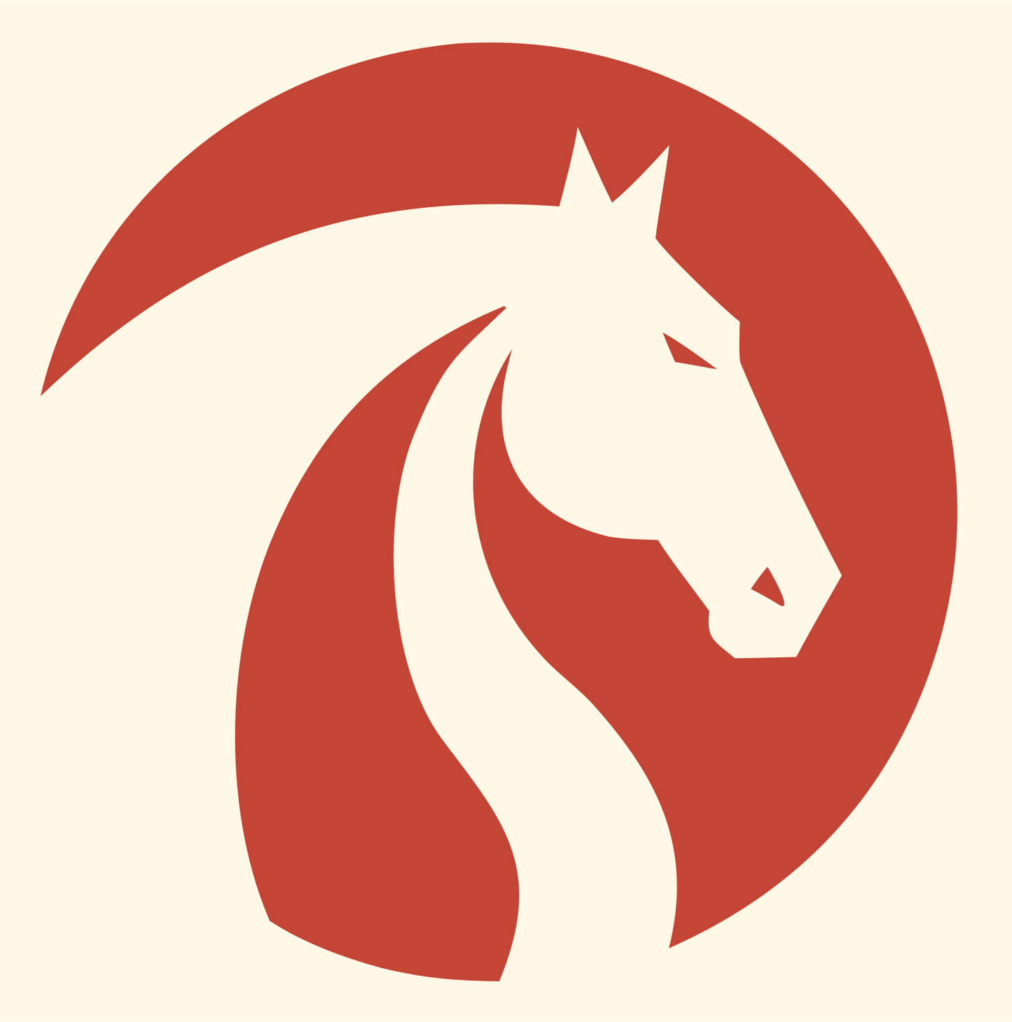 Horse Head Circle Logo #fff8e7/#c44536