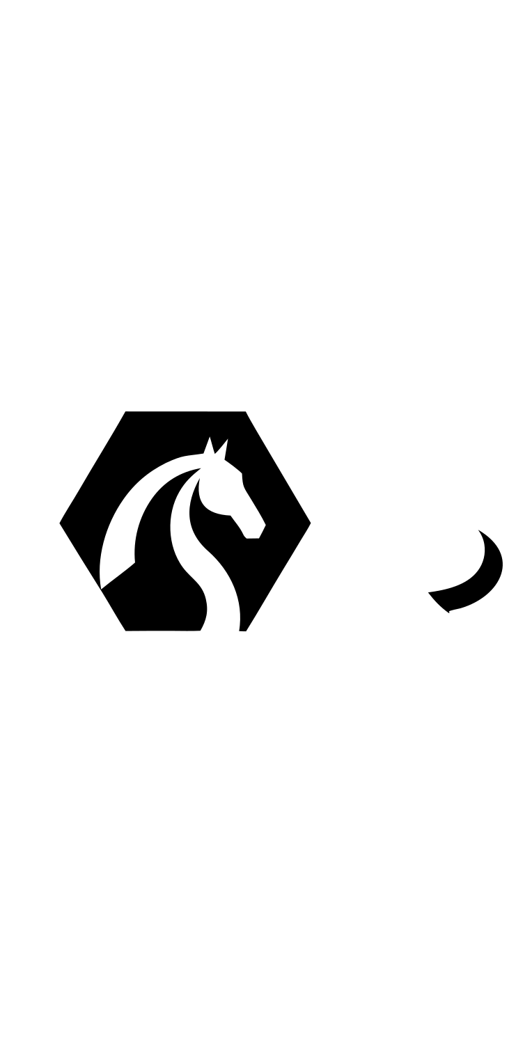 Horse Hexagon Negative Space Logo #ffffff/#000000