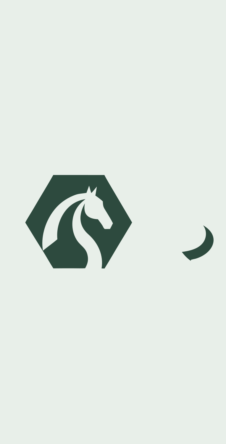 Horse Hexagon Negative Space Logo #e8efe9/#2d4a3e