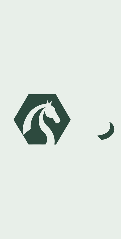 Horse Hexagon Negative Space Logo #e8efe9/#2d4a3e