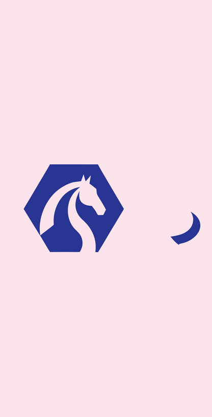 Horse Hexagon Negative Space Logo #fce4ec/#283593