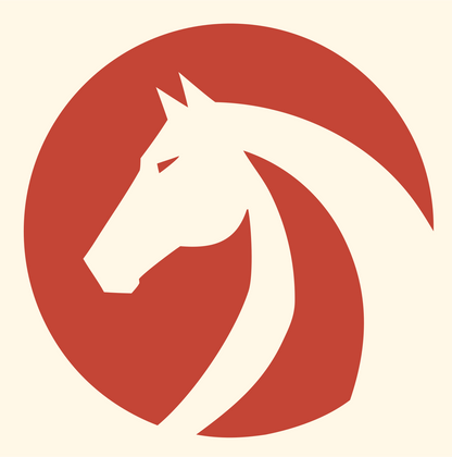 Horse Head Badge Logo #fff8e7/#c44536