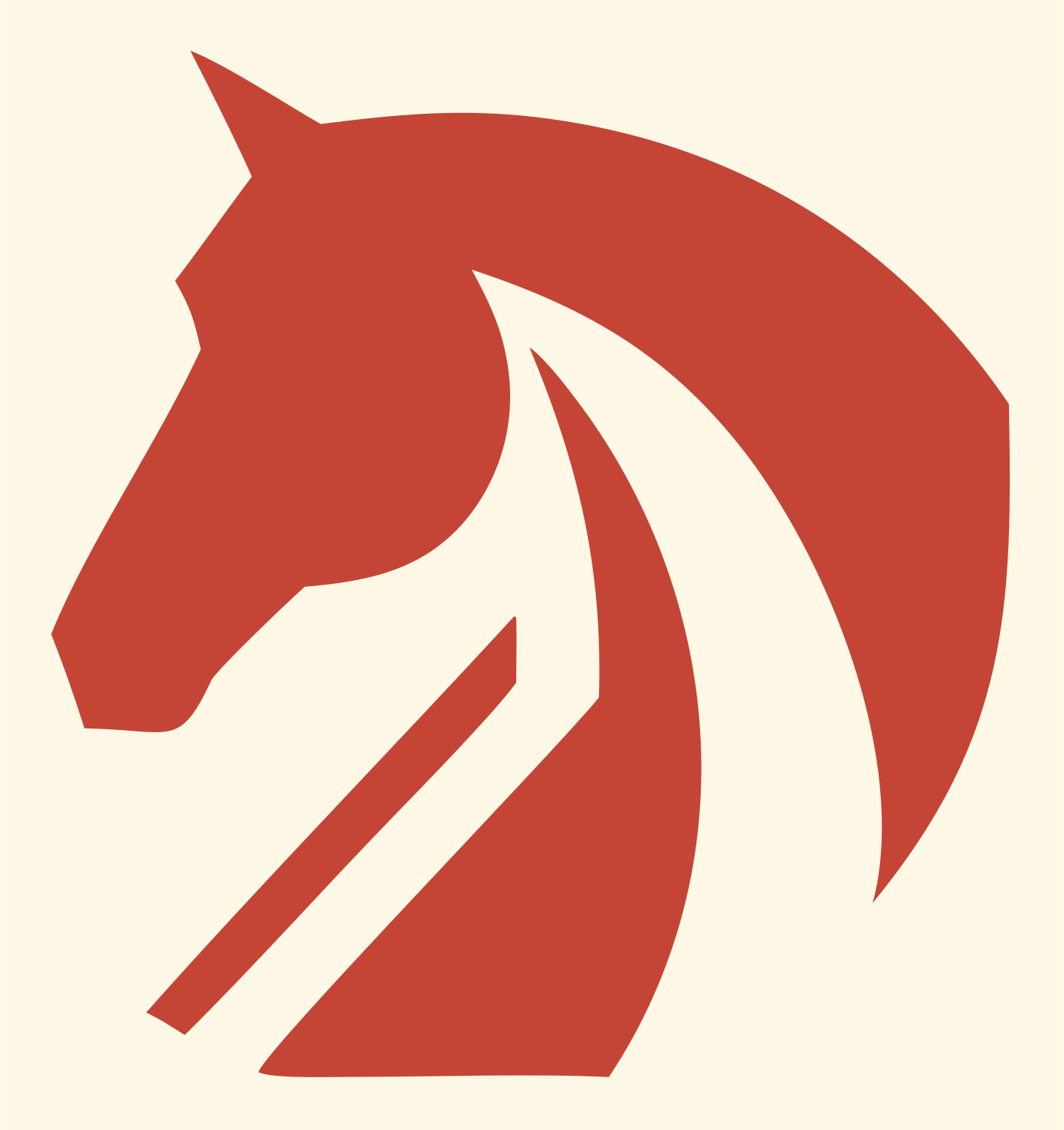 Horse Head Stripe Logo #fff8e7/#c44536