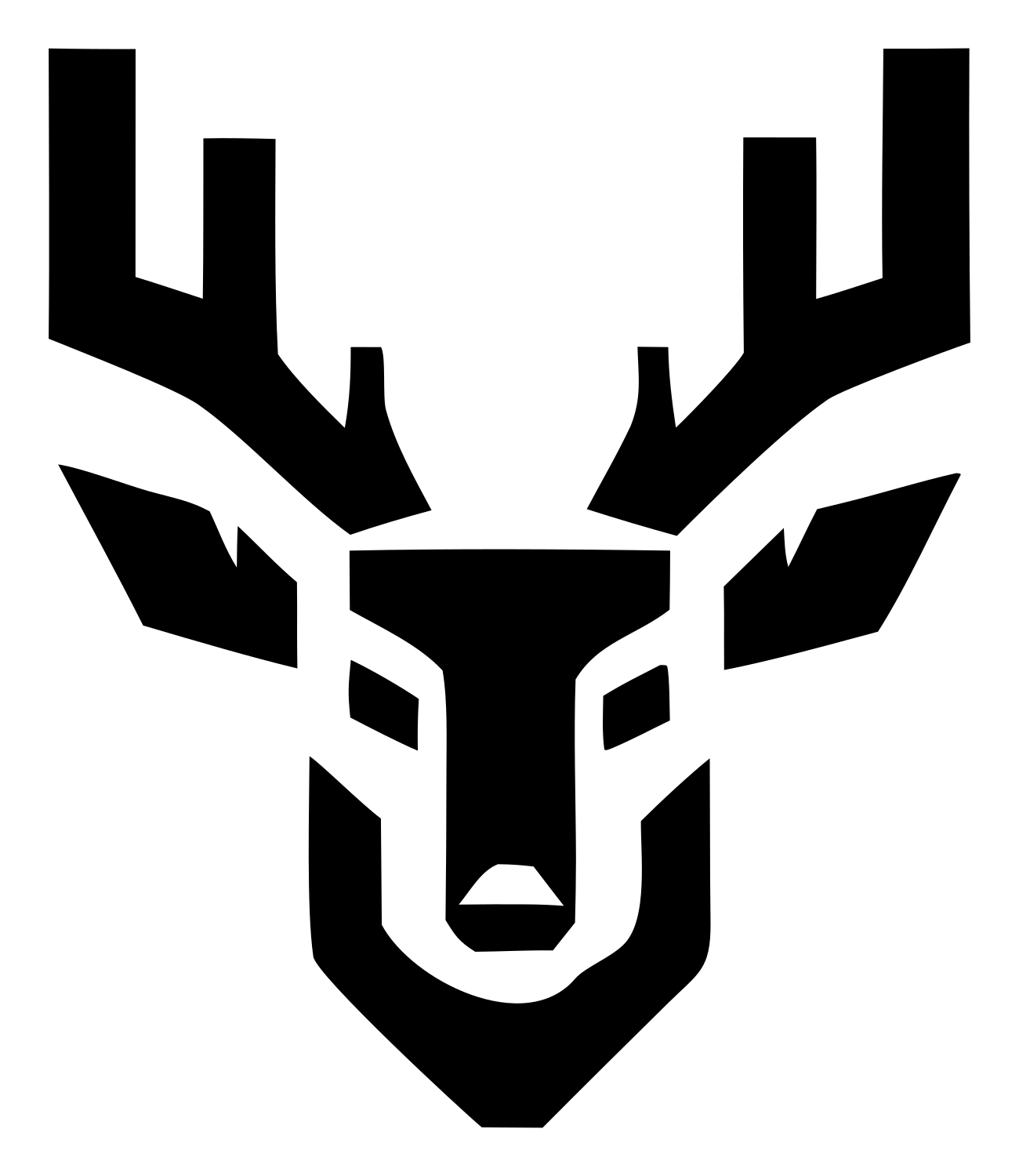 Angular Deer Antler Logo #ffffff/#000000