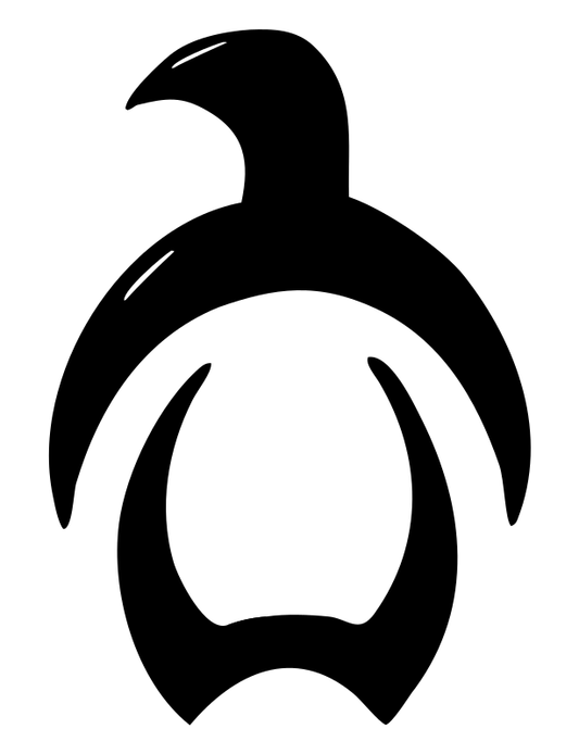 Brushstroke Penguin Emblem Logo